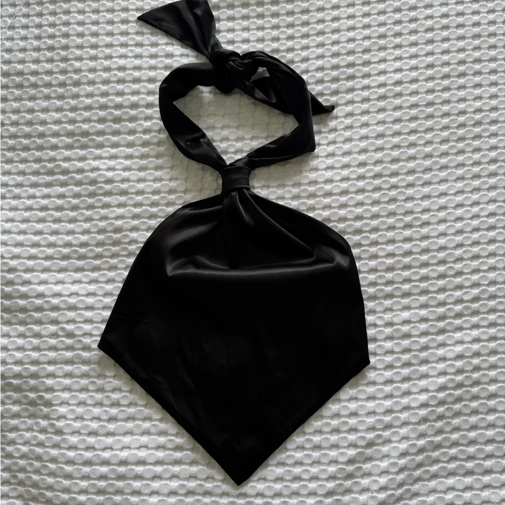 SHEIN Black Silk Scarf Top